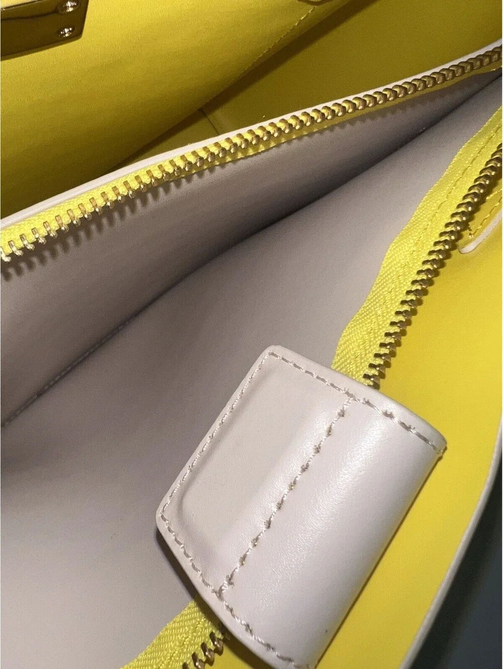 Kate Spade Anelle Arbour Hill Beige/Yellow Leather Tote Bag